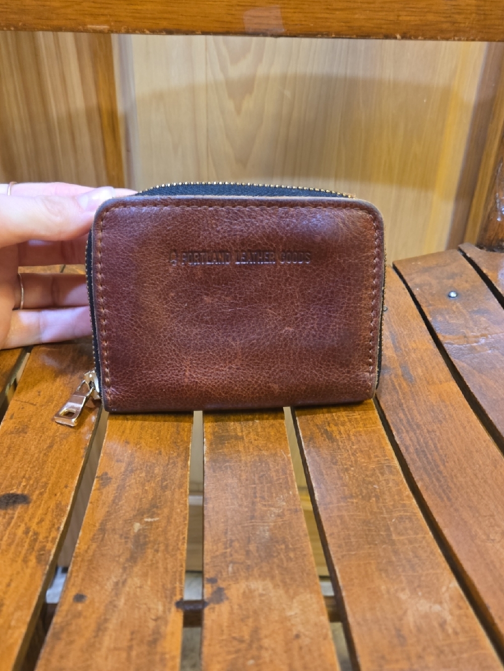 Portland Leather Small Zip Wallet Nutmeg